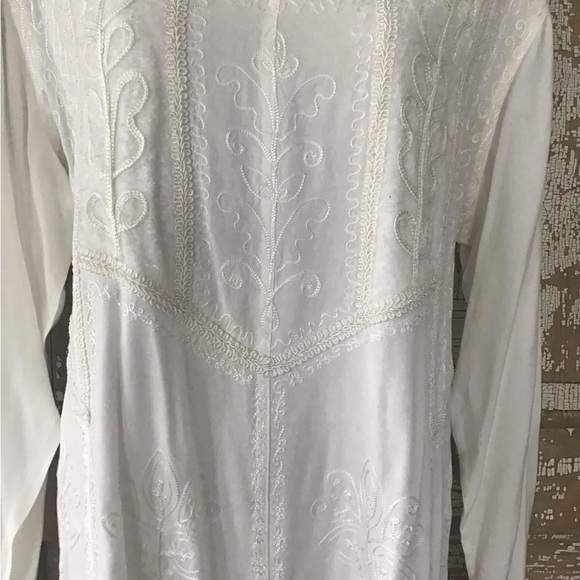 NWT Holy Clothing TIMANDRA MIDI DRESS XL/1X  WHITE Embroidered Boho Gown - Picture 3 of 11
